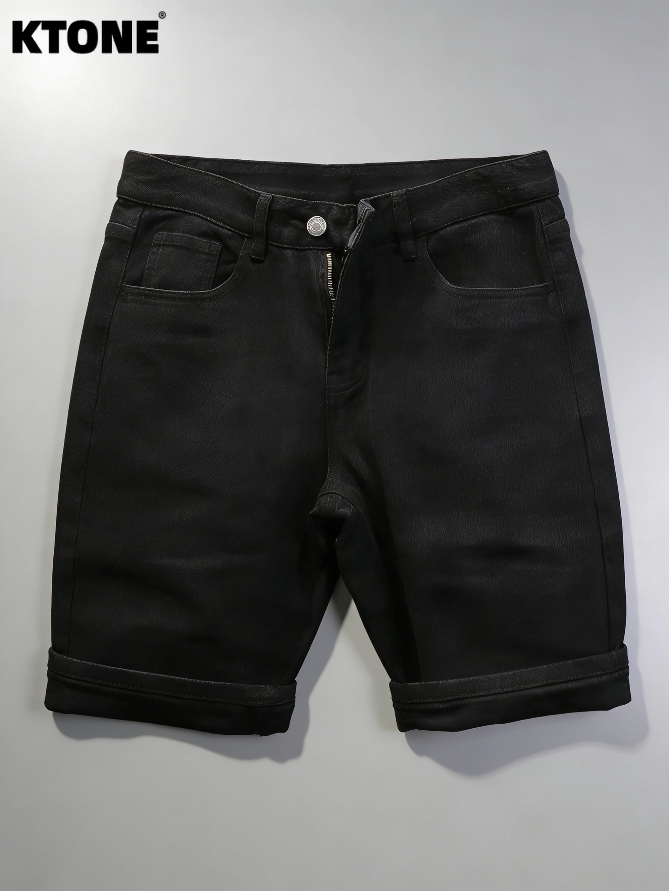 Mens Accessories Style - 플레인 진 블랙 슬림 데님 반바지