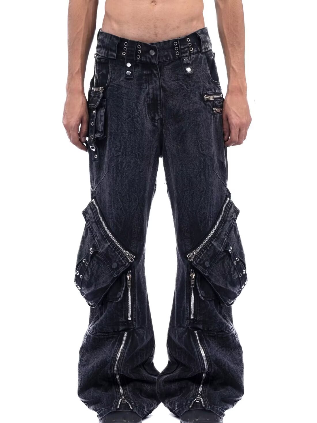 Men'S Accessories For Jeans - Y2K 블랙 고딕 펑크 멀티 포켓