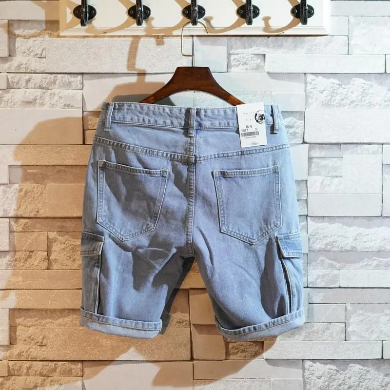 Men'S Accessories For Jeans - 남성용 루즈핏 스트레이트 숏 데님 반바지,