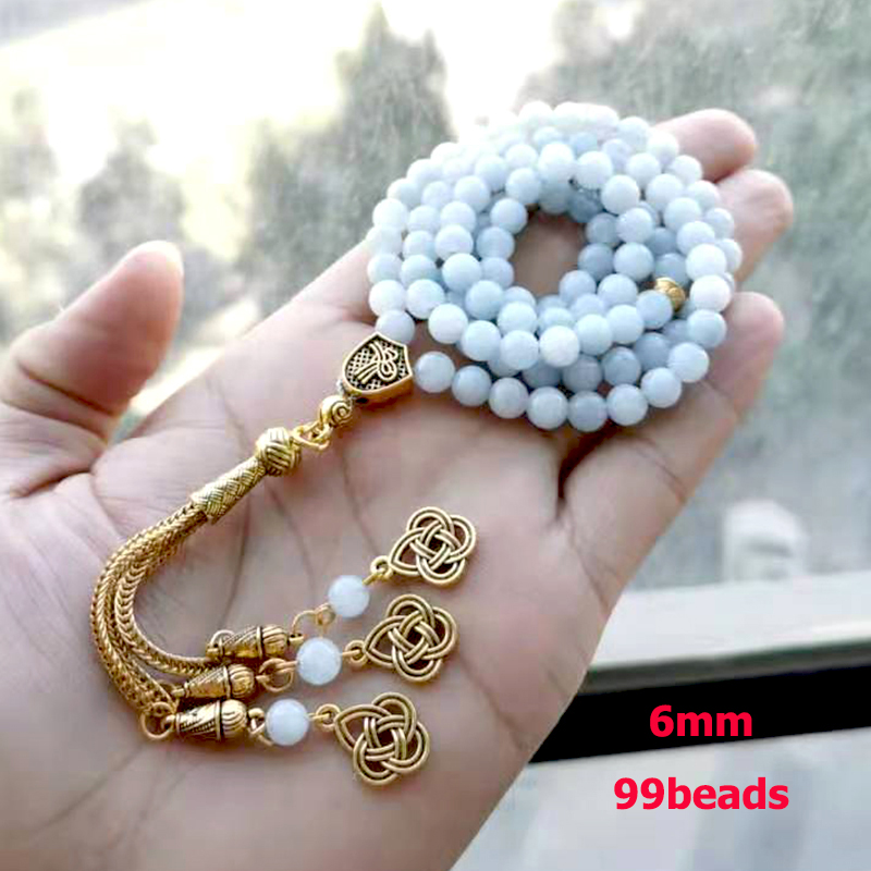 Men Accessories Hk - Tasbih 천연 아쿠아 마린 스톤 이슬람