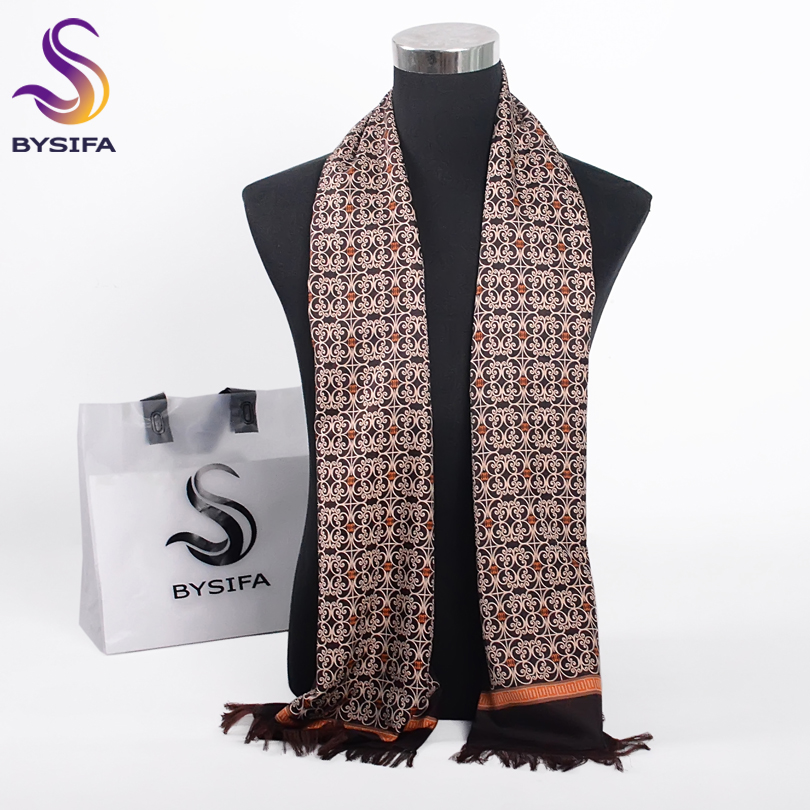 Men Accessories Brands - [BYSIFA] 겨울 커피 골드 남성 스카프
