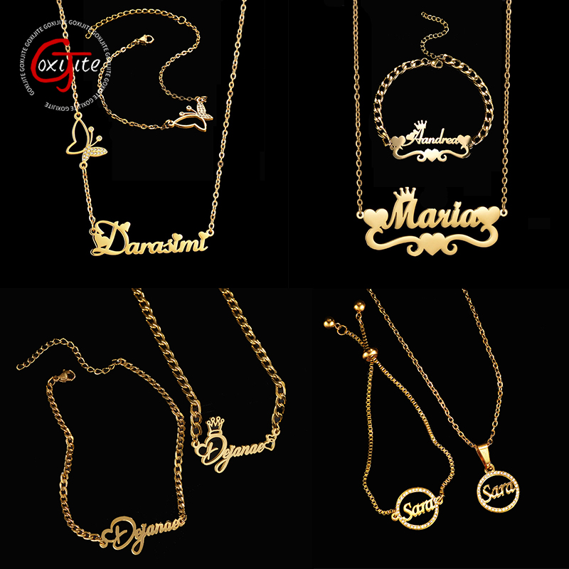 Mens Accessories Style - Goxijite 사용자 정의 이름 목걸이 세트