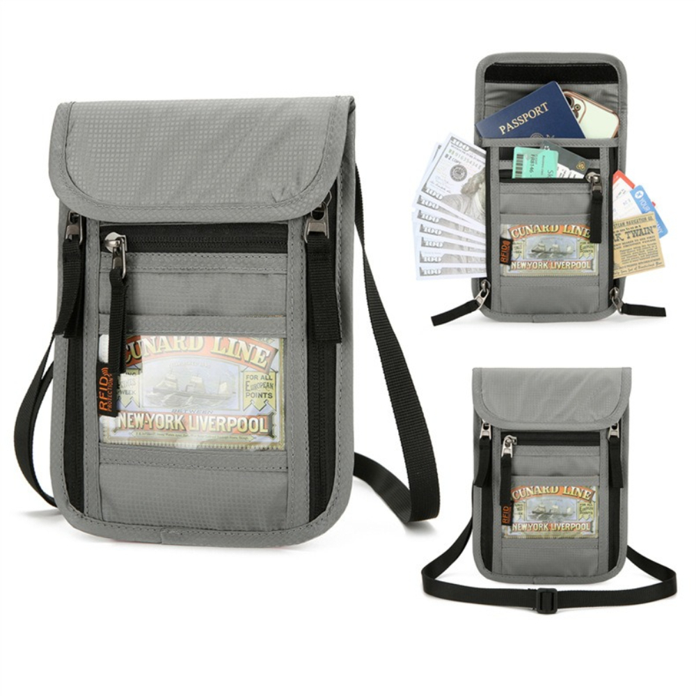 Passport Wallet Rfid - 여행용 여권 파우치 넥 스트랩 티켓