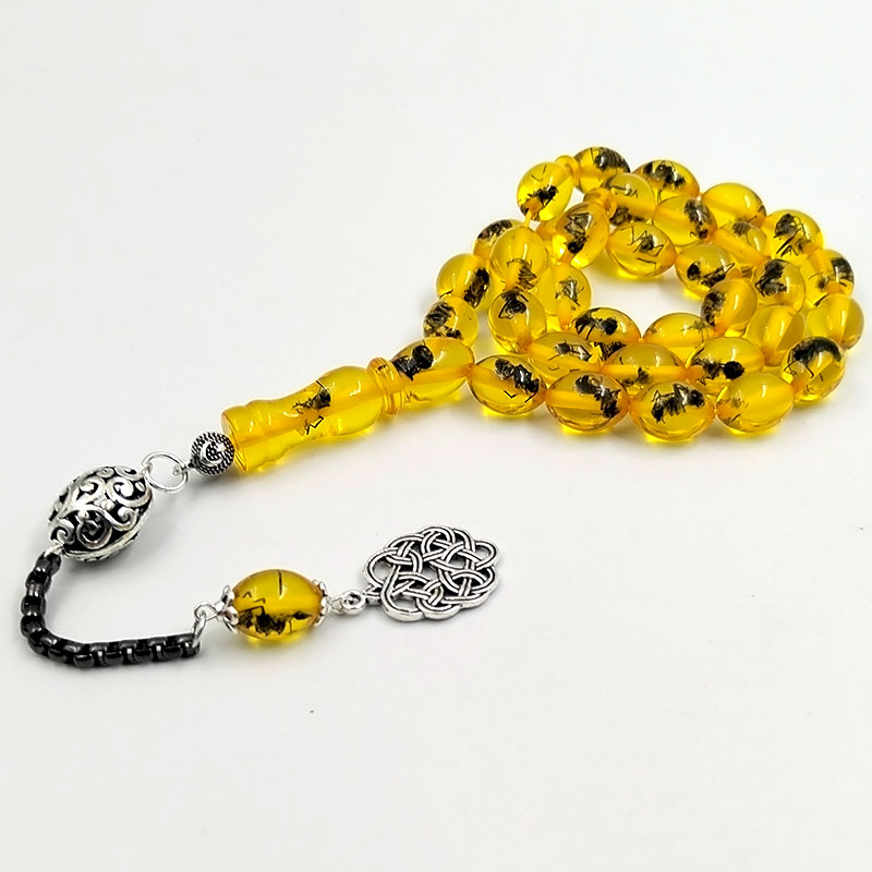 Men Accessories Hk - Tasbih 남성용 노란색 레진 진짜 곤충,