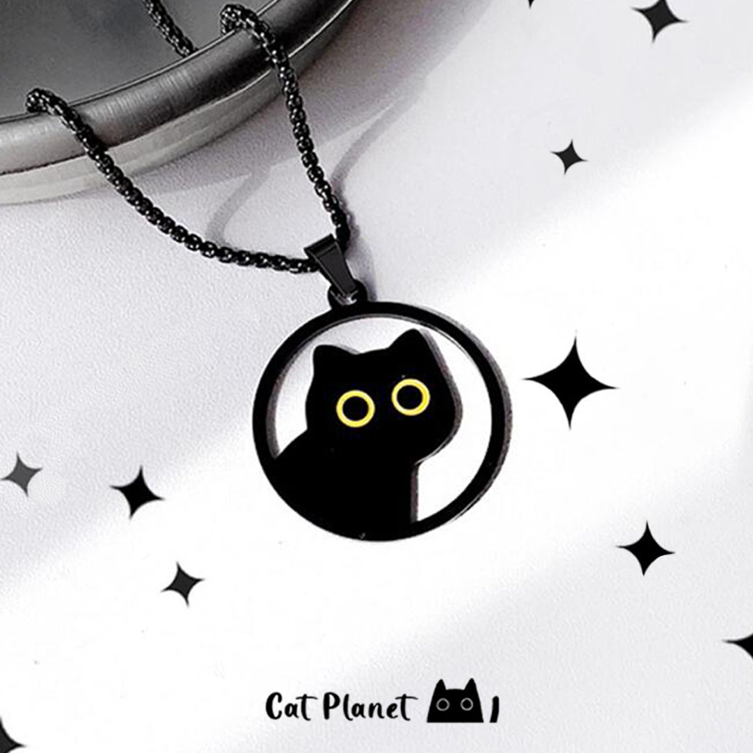 Men Accessories Neck Chain - 2024 티타늄 스틸 블랙 고양이 목걸이,