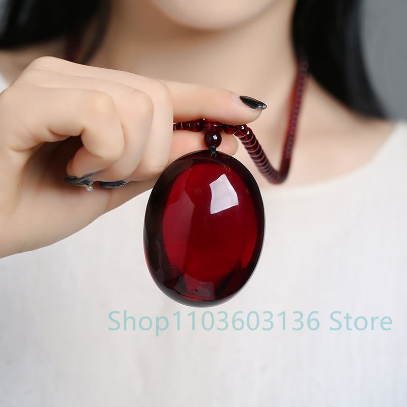 Men'S Accessories Drop Shipping - 천연 버건디 앰버 밀랍 펜던트 목걸이,