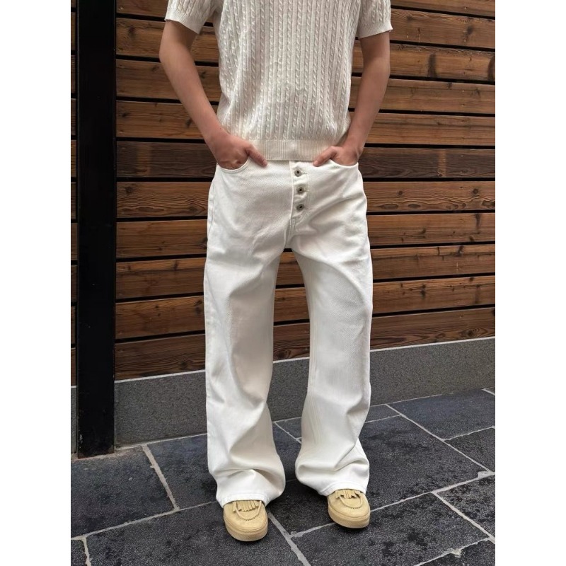 Men'S Accessories For Jeans - 남성용 화이트 와이드 레그 진 하이