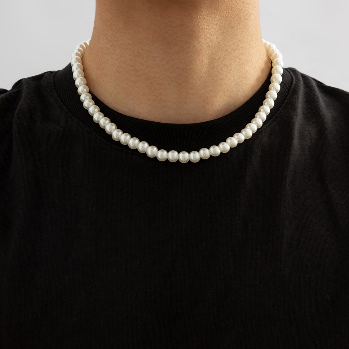 심플 모조 진주 비즈 짧은 초커 목걸이, 트렌디한 흰색 - Men Accessories Neck Chain 리뷰 및 가격
