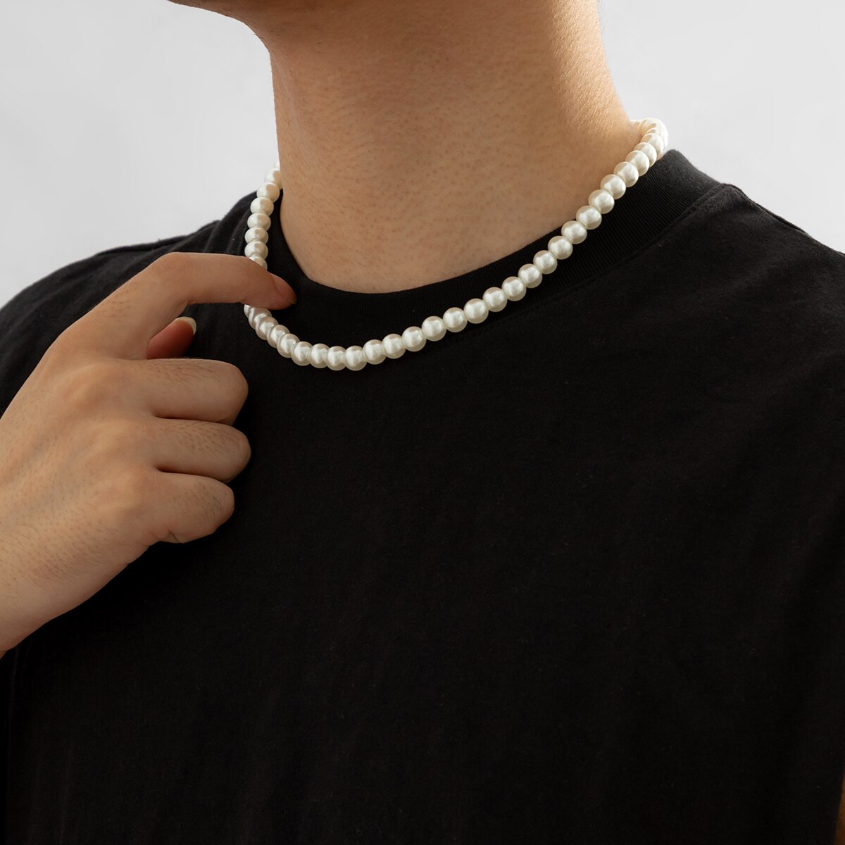 심플 모조 진주 비즈 짧은 초커 목걸이, 트렌디한 흰색 - Men Accessories Neck Chain 리뷰 및 가격