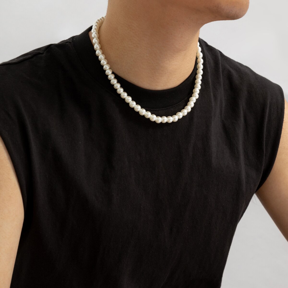 심플 모조 진주 비즈 짧은 초커 목걸이, 트렌디한 흰색 - Men Accessories Neck Chain 리뷰 및 가격
