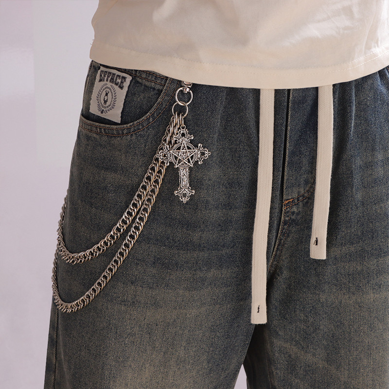 패션 펑크 금속 바지 체인 힙합 허리 체인 크로스 펜던 - Men'S Accessories For Jeans 리뷰 및 가격