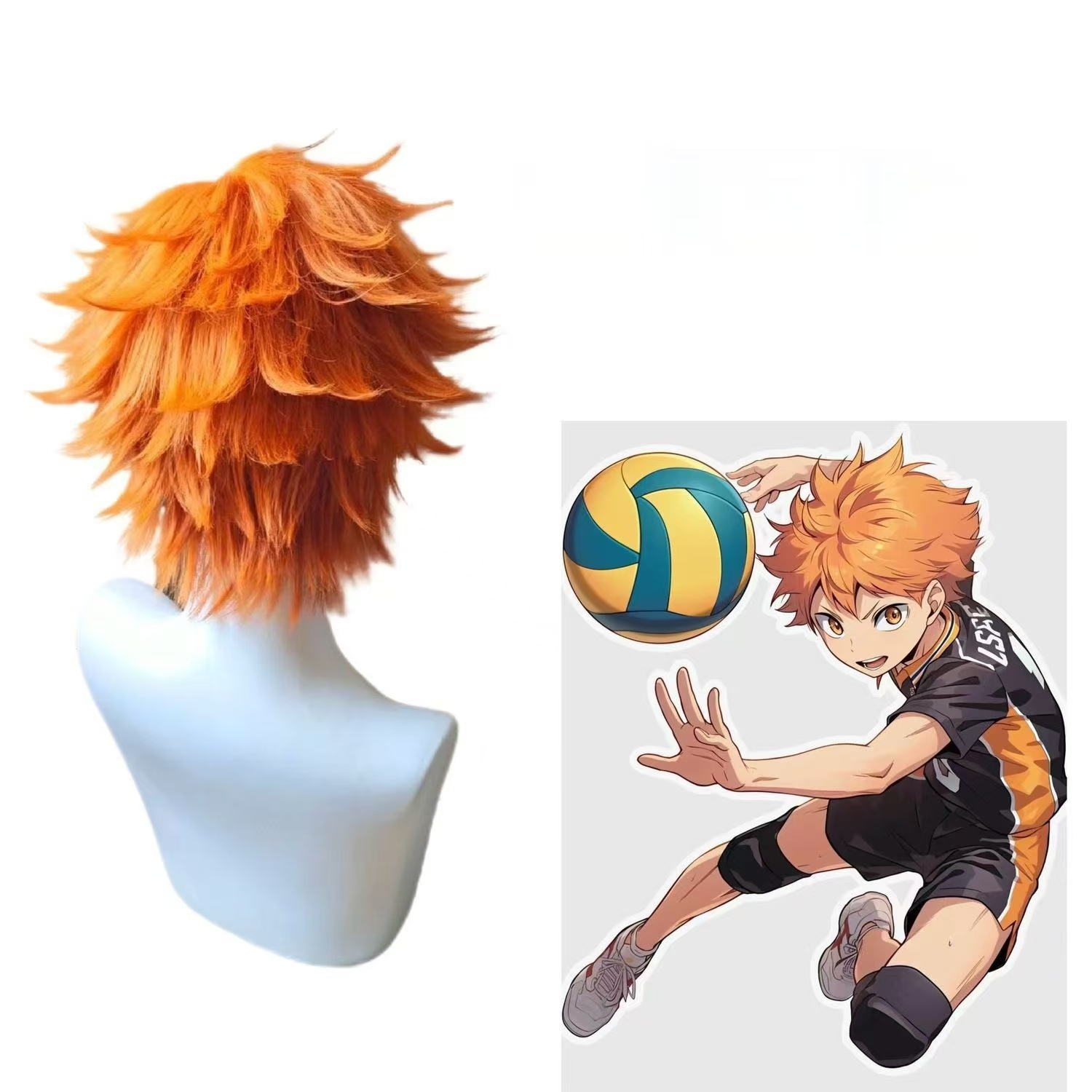 히나타 쇼요 코스프레 가발 밝은 오렌지색 짧은 배구 선 - Men'S Volleyball Accessories 리뷰 및 가격