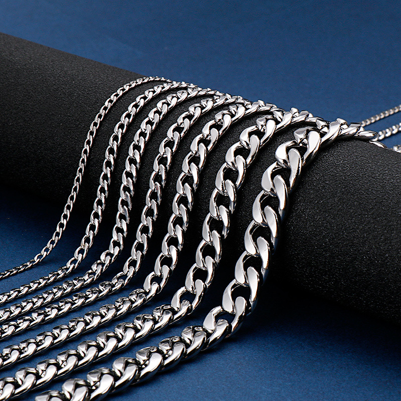 925 스털링 실버 도금 플랫 쿠반 체인 목걸이 남성용 - Men Accessories Neck Chain 리뷰 및 가격