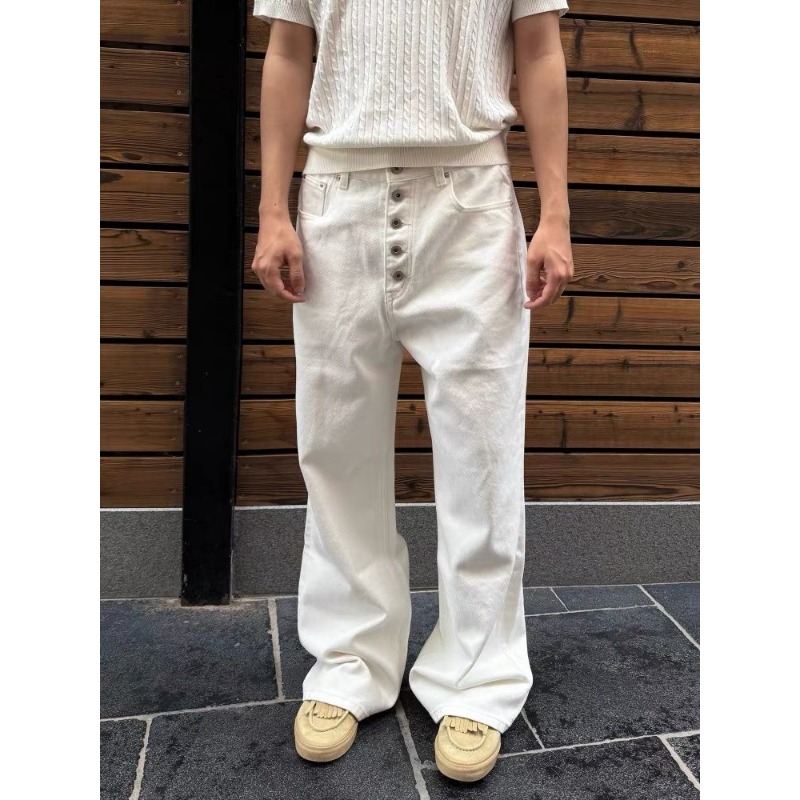 남성용 화이트 와이드 레그 진 하이 라이즈 버튼 플라이 - Men'S Accessories For Jeans 리뷰 및 가격